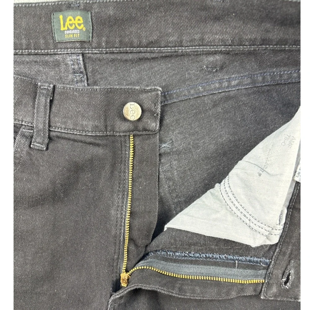 Lee Jeans Mens 36x30 Dungarees Slim Fit Black Stretch Denim EUC